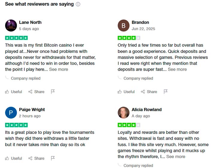 7BitCasino positive and constructive on Trustpilot