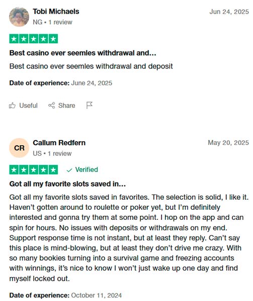 BC.Game Casino positive reviews on Trustpilot