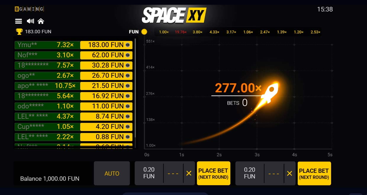 Space XY popular crash game