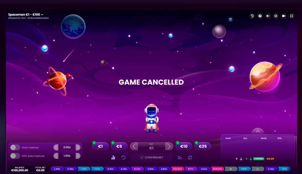 Spaceman popular crash game